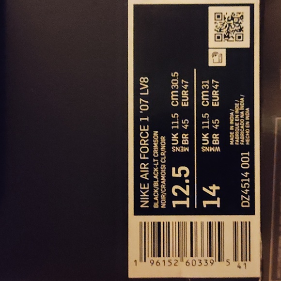 Nike Air Force 1 LOW 07 LV8 Suede BLK / Crimson - Picture 10 of 10